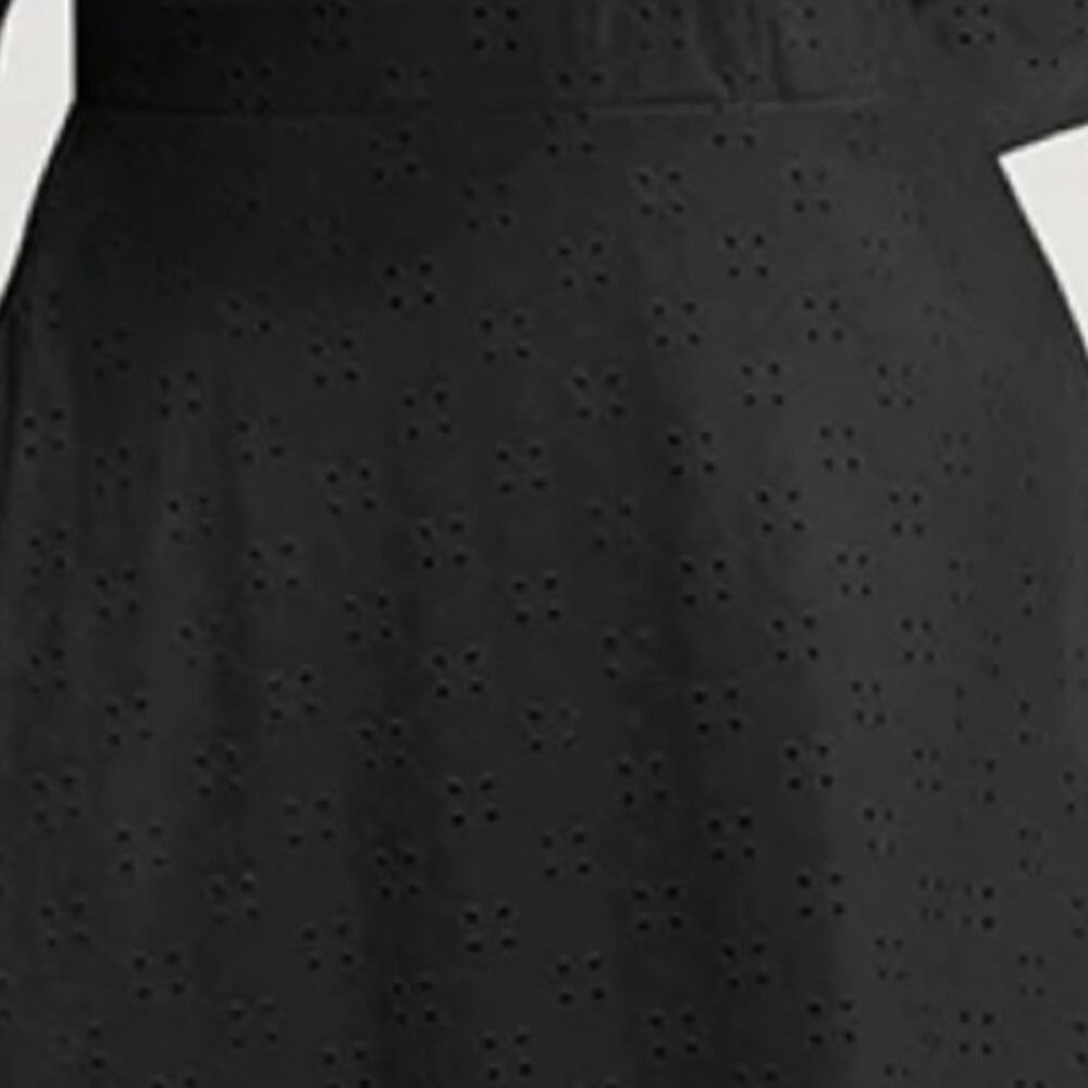 Bloomchic Solid Pocket Laser Cut Surplice Neck Knee Dress Black Size 12 NWT - Picture 3 of 6